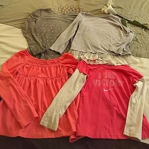 4 long sleeve shirts, girl, 6-8
